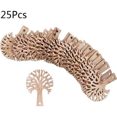 25pcs Laser Cut Wooden Tree Embellishment Wooden Shape Craft Wedding Decor