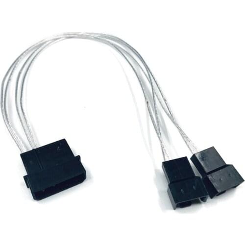 4-Pin Molex to 4 x 3/4 Pin PMW 12V PC Case Fan Power Adapter Cable 1 for 4 Extension Cable Fan PC Power Supply Plug