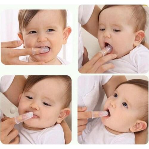 4pc/lot Baby Kids Soft Silicone Finger Tooth Brush Teeth Massage Toothbrush With Box