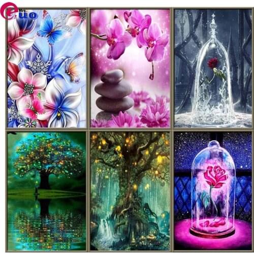 5D DIY Round Square Drill Diamond Painting Cross Stitch Flower Diamond Art Embroidery Landscape Tree Diamond Mosaic Decor Gift
