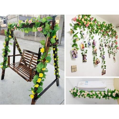 69 Roses Artificial Flower Garland for Wedding Room Decoration Spring Autumn Garden Arch Decoration DIY Artificial Flower Vine