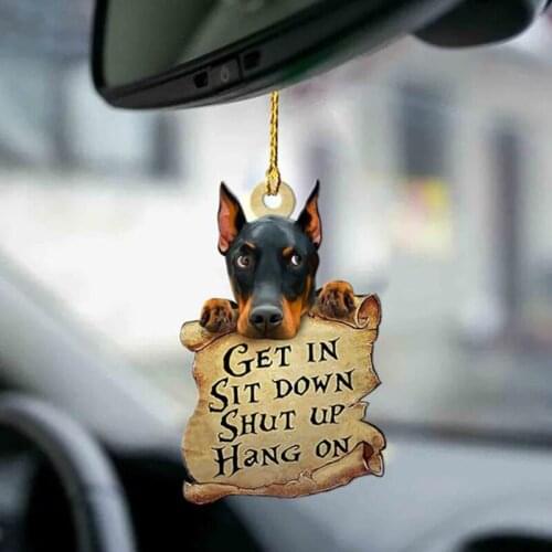 Auto Accessory Puppy Ornament Get In Sit Down Shut Up Animal Two Sided French Bulldog Lover Gifts For Funny Car Hanging Decor