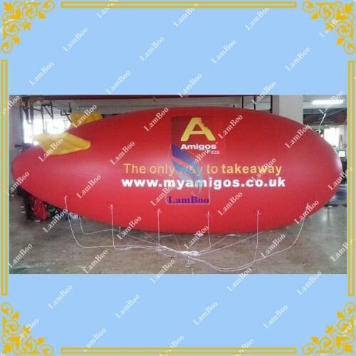 Free Shiping 6m/20ft Long Red Inflatable Airship Blimp Zeppelin with your LOGO for Different Events Digital printing