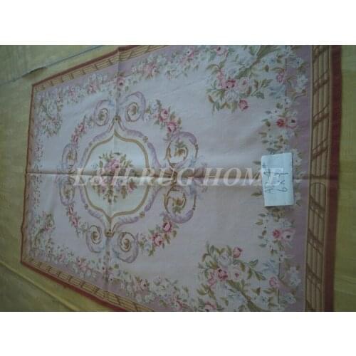 Free Shipping 6'X9' French Aubusson Rug, 100% hand woven New Zealand woolen rug--Light Purple field
