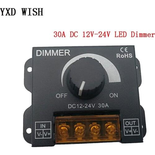 DC 12V-24V LED Dimmer Switch 30A 360W Voltage Regulator Adjustable Controller For LED Strip Light Lamp LED Dimming Dimmers