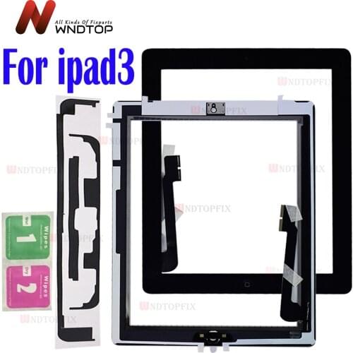 Digitzer For iPad 3 Touch iPad 3 A1416 A1430 A1403 Touch Screen Digitizer Sensor Glass Panel Free Frame Bezel with Home Button