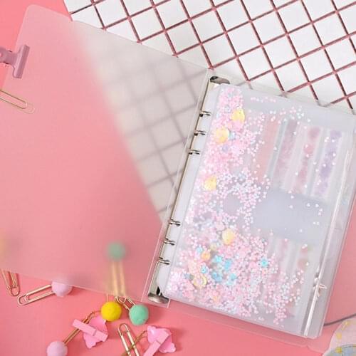 DIY A6 PVC 6-Ring Soft Shiny Sequins Storage Bag PP Notebook Cover Binder Refillable Loose Leaf Planner Folder Envelope System