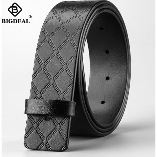 Mens Smooth buckle belts No Buckle Belt Brand Belt Men High Quality Male Genuine Strap Jeans Belt for Men 3.8cm belts