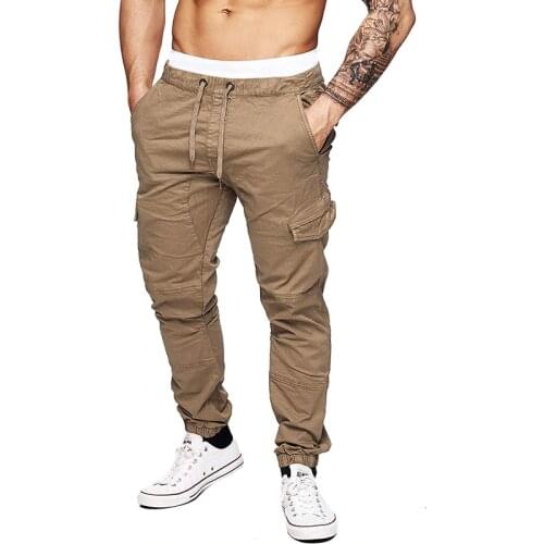 Mens Joggers Tactical Casual Pants Hip Pop Cargo Overalls Multi-pocket Sports Black Trousers Harem Male Streetwear Sweatpants