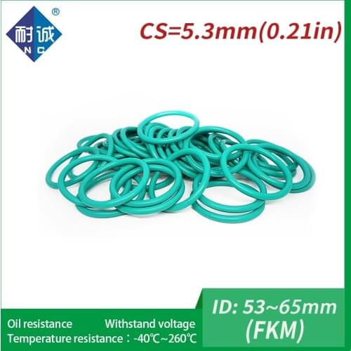 1PC/lot fluoro Rubber Ring Green FKM O ring Seals Thickness 5.3mm ID53/54.5/56/58/60/61.5/63/65mm Rubber O-Rings Fuel Washer