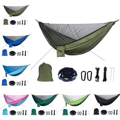 Camping Hammock With Mosquito Net Parachute Material Portable Hammock For Indoor, Hiking,Backpacking, Travel, Backyard Dropship