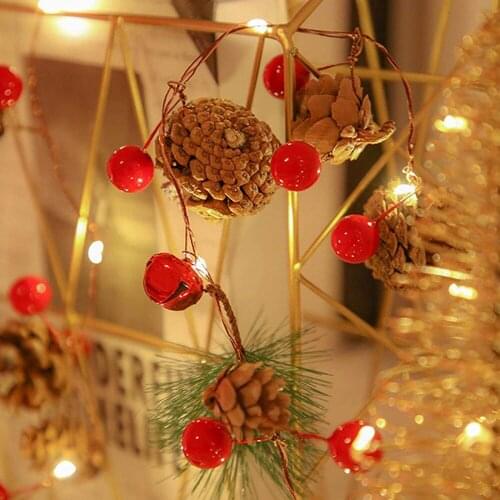 2M 20 LED String lights Pine Cone Copper Wire Fairy Light Battery Operated Garland Decoration DIY Wedding Christmas Home Party