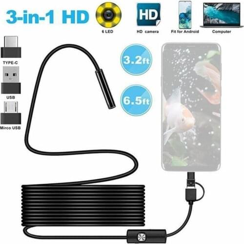 1m 2m 3.5m Type-c Android Mirco USB Endoscope Camera IP67 Waterproof 6 LED Soft Line Endoscope Tube HD Micro Camera