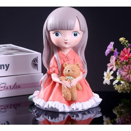 Creative Cute Baby Piggy Bank Resin Nordic Coin Bank Princess Girl Heart Home Decor Ornaments Gifts for Kids Friends Money Box