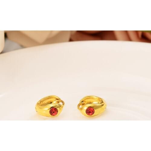 Gold cz stone crystal Luxury Lovely Kid Girls Jewellery Security Safety Princess Round Gold Huggies hoop earrings Jewelry gifts