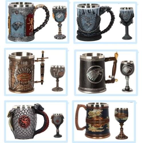A Song of Ice and Fire Mug Coffee skull stainless steel cup double wine glass