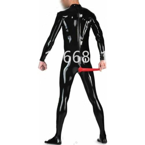 Handmade Latex Catsuit Men Latex Catsuit Unitard with Socks and anal condom Party Wear Jumpsuit (no penis sheath)