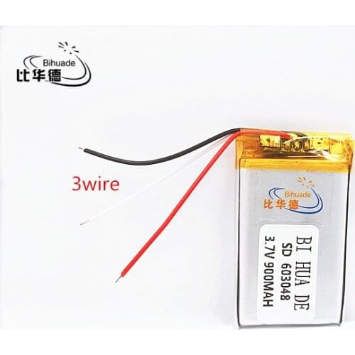 Li-po 3 line 3.7V 900mAh 603048 Lithium Polymer Li-Po li ion Rechargeable Battery cells For Mp3 MP4 MP5 GPS