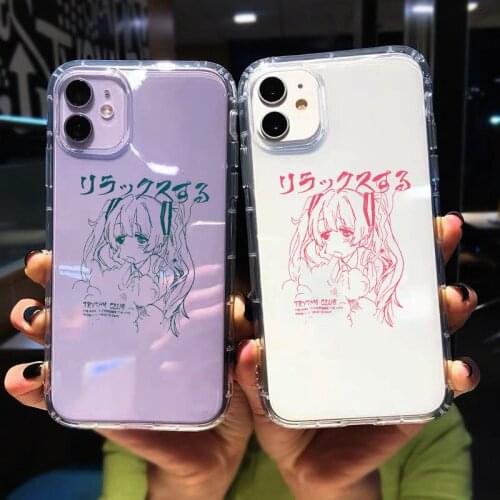 Cute Cartoon Sweet Girls Phone Case for Iphone 11 12 Pro Max XS MAX 8 7 6 6S Plus X SE20 XR Japan Anime Soft Clear Cover Fundas