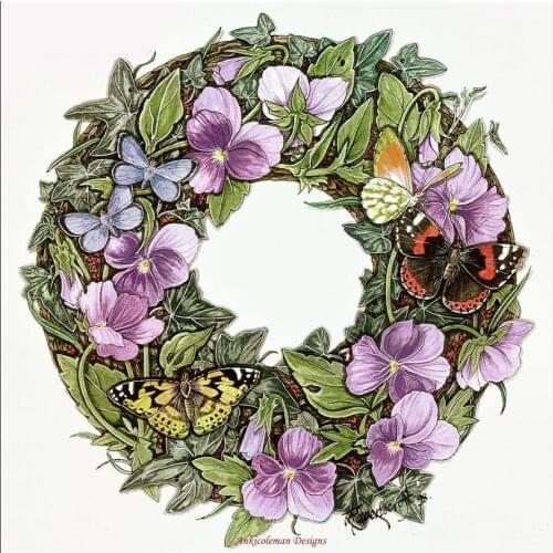 Embroidery Counted Cross Stitch Kits Needlework - Crafts 14 ct DMC Color DIY Arts Handmade Home Decor - Violas and Butterflies