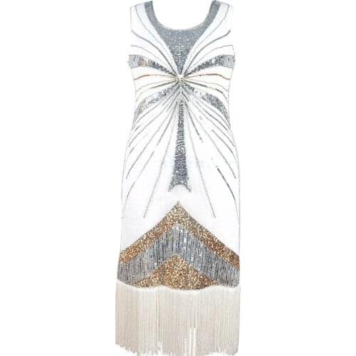 New Arrival Muyoms Vintage A-line Geometric Sleeveless Sequined Knee-length Tank Natural O-neck Women Party Summer Dress