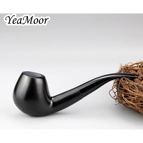 New Solid Black Smoking Pipe 9mm Filter Bent Wooden Pipe 10 tools free Handmade Ebony Wood Pipe Tobacco Pipe Smoke Accessory Set