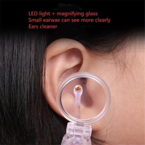 New Baby Ear Cleaner Ear Wax Removal Tool Flashlight Earpick Ear Cleaning Earwax Remover Ear Curette Light Spoon With Magnifier
