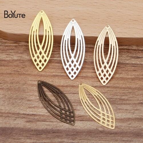 BoYuTe (50 Pieces/Lot) 13.5*35MM Metal Brass Filigree Stamping Plate Pendant Diy Hand Made Jewelry Accessories