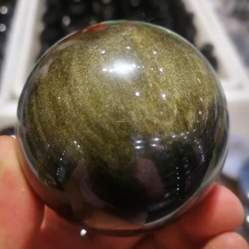 50mm Natural Rare Silver Sheen Obsidian Crystal Sphere Ball Rock Chakra Heal Gemstone