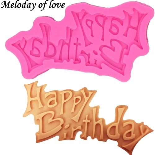 Happy birthday letter Shape Silicone Mold Fondant Forms Cookie Baking Chocolate Cake Decorating Tools Resin Clay Mold T1334