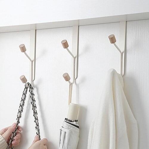 Ivory Metal Wood Load-bearing Door Hook Load-bearing Anti-scratch Metal Wall Mounted Coat Rack For Home Creative Handicrafts