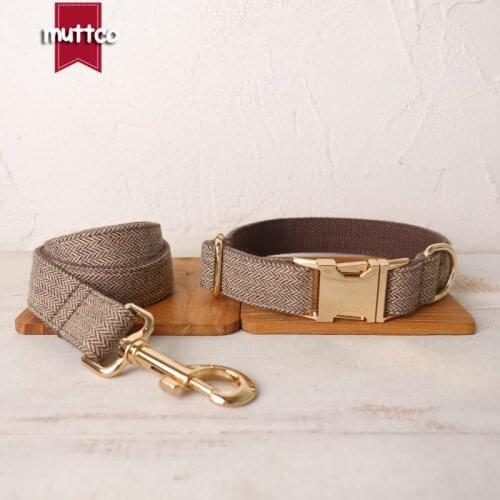 MUTTCO unique dog collar LIGHRT BROWN SUIT convenient to walk the dog leash accessory for small medium large dog 5 size UDC119J