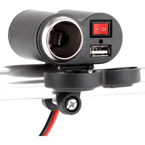 USB Port 12V Waterproof Motorbike Motorcycle Handlebar Charger With Cigarette Lighter Adapter Phone Mobile Power Supply Socket