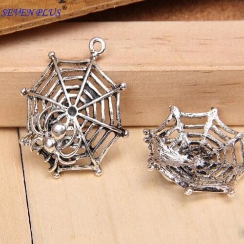 Factory Price 10 Pieces/Lot 36mm*32mm Antique Silver Plated Jewelry Making Spiders Web Spiders Charms