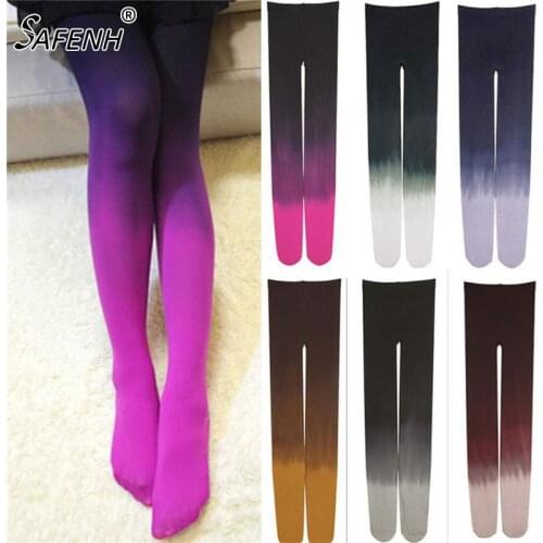 Womens Four Seasons 120D Velvet Gradient Opaque Seamless Pantyhose Stockings Candy Color Tights Medias Tayt 6 colors
