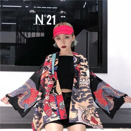 Fanceey Japanese Style Samurai Kimono Women Cardigan Japan Harajuku Anime Robe Traditional Clothes Summer Blouses Streetwear