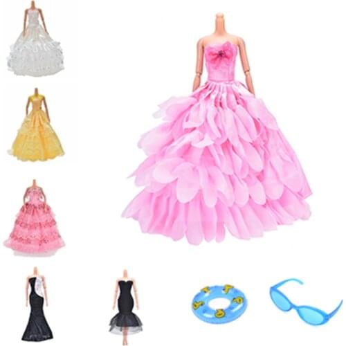 1 Pcs Summer Handmade Multi Layers Doll Princess Dress Clothing Party Wedding Dress for Buoy Lifebelt Ring Glasses Accessories