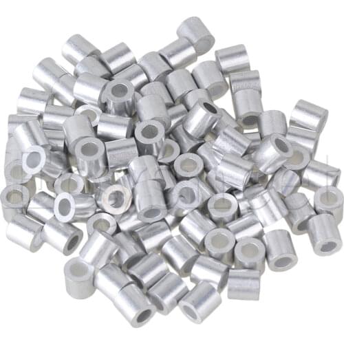 100pcs 3mm Thickness Wire Rope Round Aluminum Sleeve Clip Ferrule M3 Silver