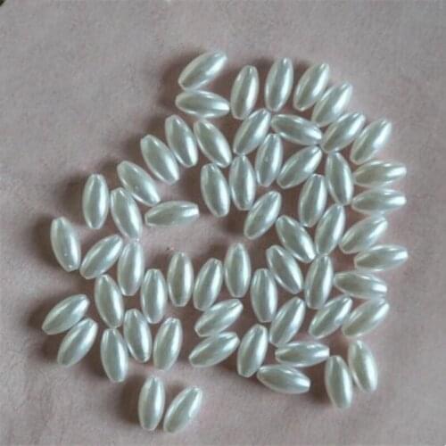 200pcs/lot With Hole 4x8mm Rice Shape White Imitation Pearls Beads Crafts Decoration for DIY Bracelets Necklaces Jewelry Making