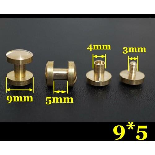 50pc Q3-9x5 Solid Brass belt screw Chicago Screw Leathercraft