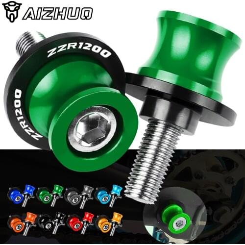 Motorcycle Accessories FOR KAWASAKI ZZR1200 ZZR 1200 2002-2005 CNC Aluminum Swingarm Slider Spools 10MM Stand Screws With LOGO