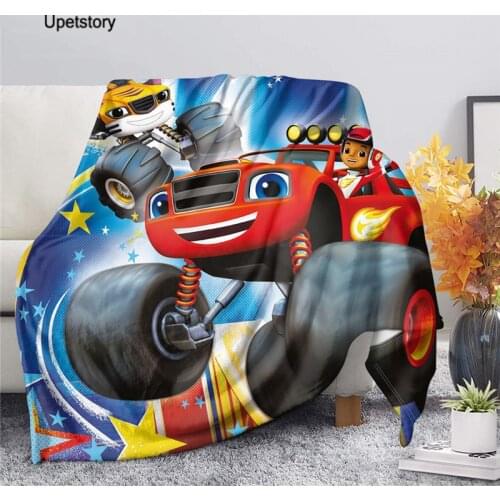 Upestory Anime Blankets Blaze and the Monster Machines Printed Soft Warm Coral Fleece Plush Throw Blanket for Boys Kids Adults