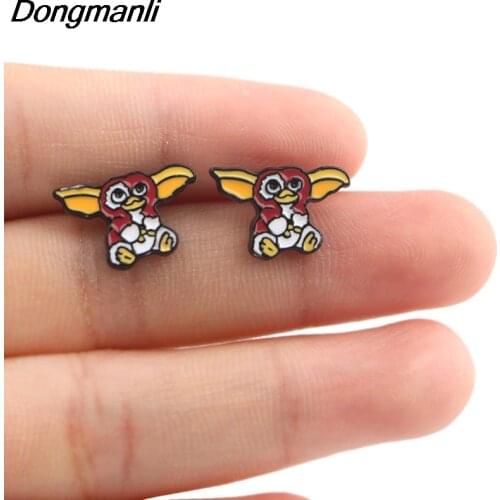 DZ1139 Monster Stainless steel Earrings Cartoon Anime Animal Stud Earrings for Women Girls Kids Fashion Jewelry Gift Wholesale