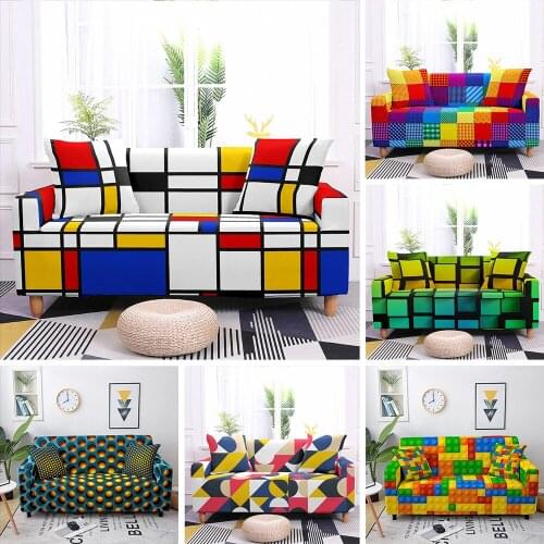 Elastic Plaid Corner Sofa Cover Geometric Couch Covers For Living Room 1-4 Seat Armchair Covers L Shaped Chaise Lounge Slipcover