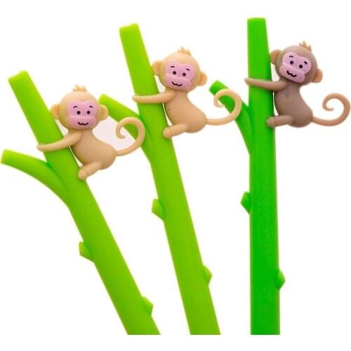 1PC New Cute Cartoon Little Monkey Climbing Trees Plastic Gel Pens For Kids Novelty Gift Stationery Office School Supplies
