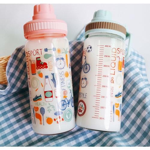 Hot Glass Sports Water Bottle 500ML Protein Shaker Outdoor Travel Portable Leakproof Cup Drinkware Heat cold resistant Water Cup