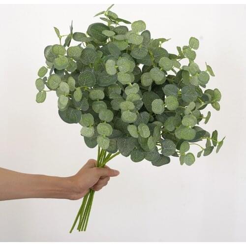Artificial Plant Eucalyptus Leaves Silk Cloth Green Plants Fake Money Leaf DIY Home Wedding Bouquet Ornaments Decor Green Plants