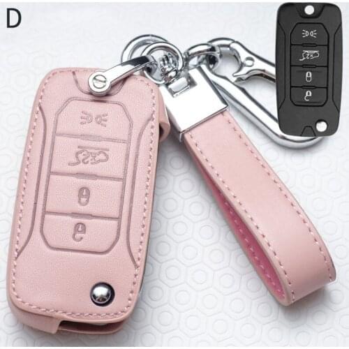 Leather Car Key Case for Car for Jeep Renegade 2013 2014 2016 2015 2017 2018 2019 flip folding Key Holder Covers Ring Key Cover