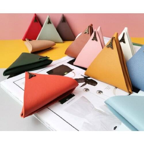 Leather Creative Wallet Simple And Lovely Zero Wallet Triangle Coin Bag Earphone Key Storage Bag