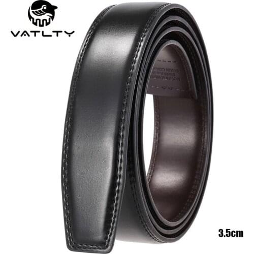 VATLTY 2021 No Buckle Leather Belt For Men 3.5cm Natural Cowhide Business Suit Non-porous Black Belt Without Interlayer